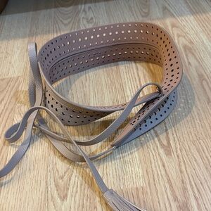 BCBGMaxAzria Taupe Perforated Belt